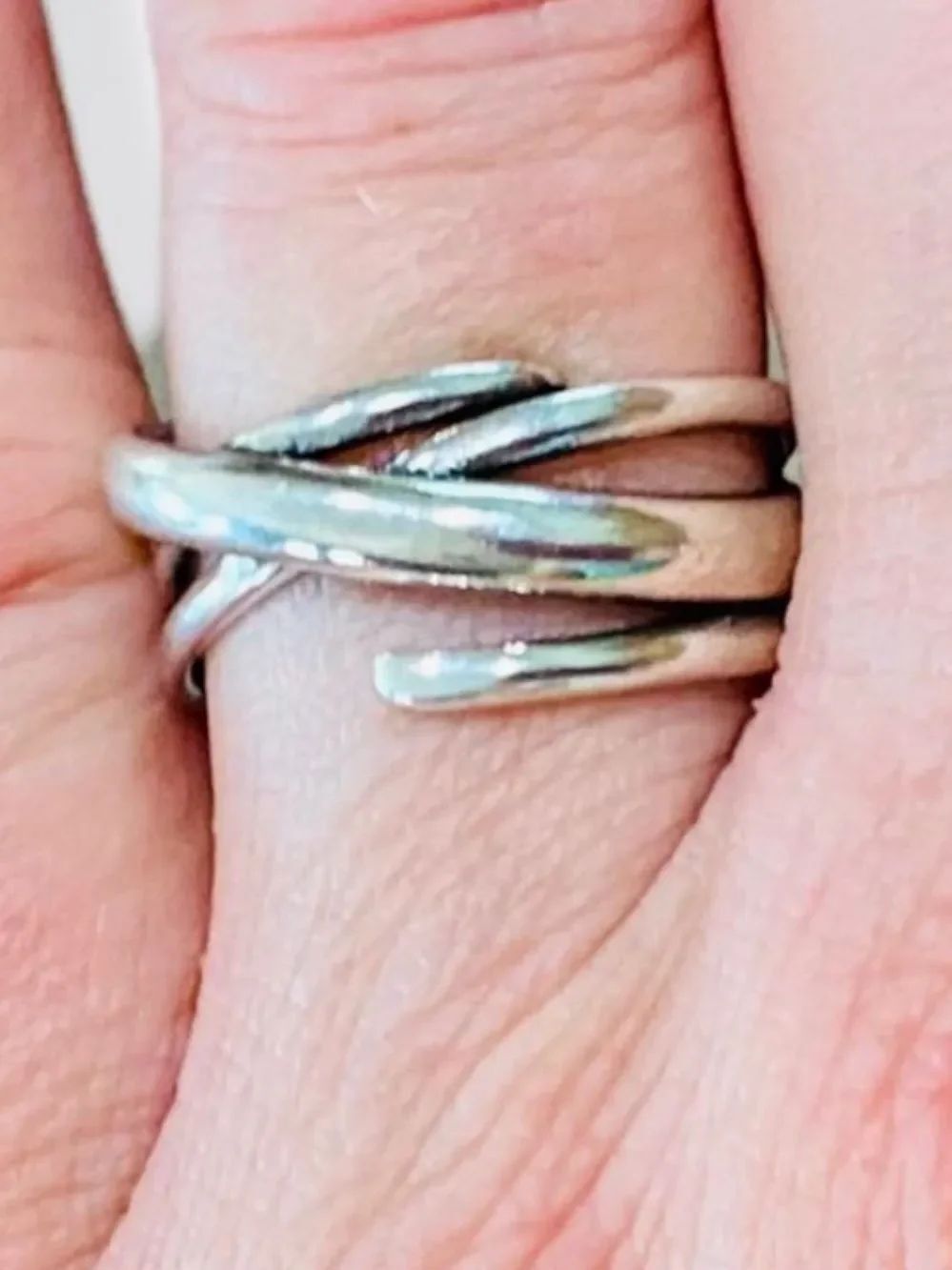 Sterling Silver Abstract Wrap Ring Size 8 Open Cuff Band